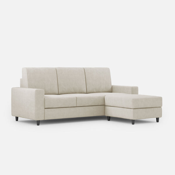 acquista Divano 3 Posti con Pouf 208x155x85 cm Sakar in Tessuto Latte