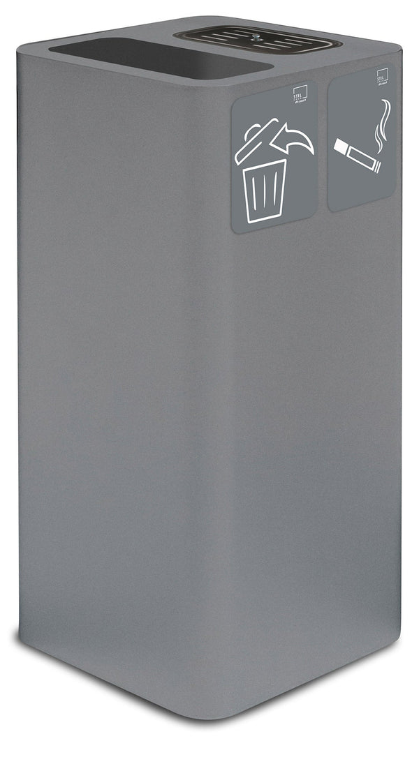 Pattumiera Per Raccolta Rifiuti 38x38xh80 cm In Acciaio Verniciato con Coperchio Basculante Grigio online