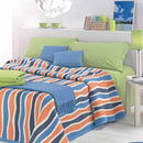 Copriletto in Misto Cotone Cober Lambada Strisce Blu\/Corallo
