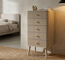 Cassettiera Shy 37,5x34x89 cm in Pino e MDF e Ferro      