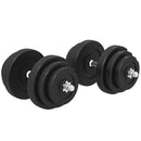 Set di Manubri per Allenamento a Casa in Tubi d'Acciaio e PE Plastica 12 Pezzi 40Kg Nero