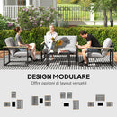 Set da Giardino 4 Pezzi con 2 Sedie Divanetto e Tavolino Grigio Chiaro e Nero     