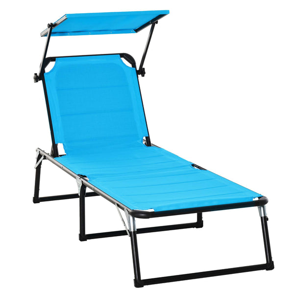 prezzo Lettino Prendisole Pieghevole da Giardino 66x164x84,5 cm in Alluminio e Textilene Blu