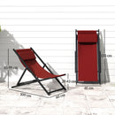 Set 2 Sedie Sdraio Pieghevoli in Alluminio 100x60x85 cm  Rex Rosso