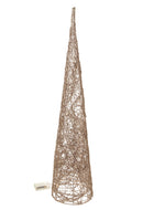 Cono Decorativo in Rattan con 35 Led H100 cm Champagne