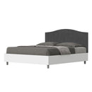 Letto Matrimoniale con Rete e Contenitore Alzata Comoda Struttura Bianco Frassico e Testata in Microfibra Grace Grigio Varie Misure