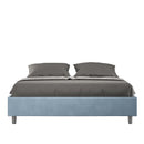 Letto Matrimoniale Giroletto con Alzata Comoda Imbottito in Microfibra Azelia Azzurro Varie Misure