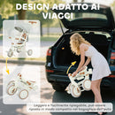 Triciclo per Bambini 5 in 1 96,5x49x101 cm con Maniglione e Cinture di Sicurezza Bianco Crema   