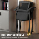 Set 2 Sedie Pieghevoli con Schienale Curvo e Braccioli 61x56x84 cm in Tessuto Effetto Lino e Acciaio Nero      