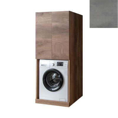 Mobile Lavanderia a Colonna per Lavatrice e Asciugatrice con 2 Ante Installabili Sopra o Sotto 70x70x174A cm in Nobilitato Unika Grigio Cemento prezzo