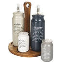 Menage Set Olio Aceto Sale e Pepe  in Gres VdE Tivoli 1996 con Stand
