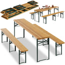 Set Birreria con 2 Panche e Tavolo Pieghevole 220x48x75 cm Panca Seduta Salvaspazio in Legno di Abete e Ferro Verde      