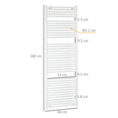 Termoarredo Scaldasalviette 39 Barre 60x180 cm in Acciaio Bianco