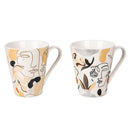 Set 2 Tazze Ø8,8x10,5 cm in Bone China VdE Tivoli 1996 Face to grey