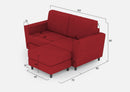 Divano 2 Posti con Pouf 172x145x85 cm Yasel in Tessuto Rosso