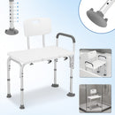 Sgabello Doccia 76x45x9,5 cm per Anziani a Mobilità Ridotta in Alluminio Bianco      