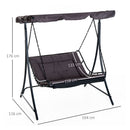 Dondolo 2 Posti da Giardino 160x117x173 cm in Acciaio e Poliestere Grigio
