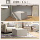 Pouf Poggiapiedi 75x75x41 cm Rivestimento Rimovibile Tessuto Effetto Lino Beige 