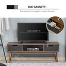 Mobile TV 2 Ante e Vano Centrale 122x39x46 cm in Legno Teak e Nero