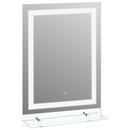 Specchio da Bagno con LED e Mensola in Vetro 70x50 cm 