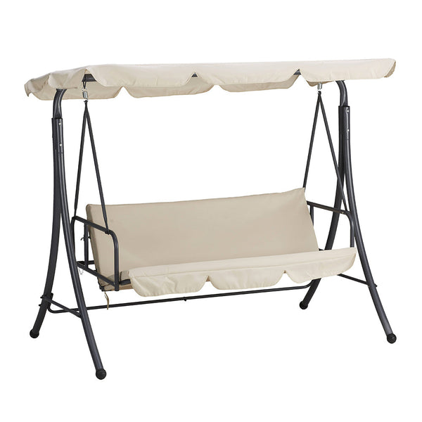 online Dondolo Sofa 3 Posti con Schienale Reclinabile per Funzione Letto Beige Bali