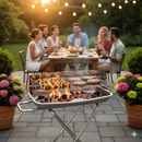 Barbecue Ompagrill con Braciere in Acciaio Alluminato Resistente fino a 500° Struttura con Carrello in Acciaio Inox