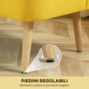 Divano 2 Posti 117x56.5x77 cm Senza Braccioli con Gambe in Legno in Tessuto Effetto Lino Giallo      