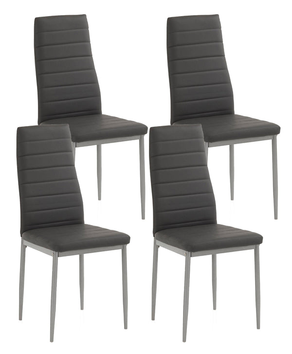 Set 4 Sedie 41x39x95 cm in Similpelle Grigio sconto