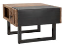 Tavolo da Caffé Quadrato Mumbai 60x60x43 cm in Legno di Acacia e in Ferro Marrone e Nero