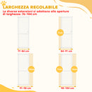 Cancello per Cani e Gatti Alto 180 cm Estensibile da 76-104 cm e Montaggio a Pressione Bianco      