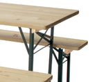 Set Birreria Pieghevole Tavolo 2 Panche 180x60x75 cm in Legno Naturale