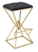 Sgabello da Bar Piramid 40x40x75 cm in Ferro e Vetro Oro e Nero