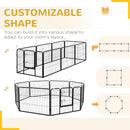 Recinto per Cani a 8 Pezzi Modulabili per Interno ed Esterno 80x60 cm in Acciaio  Nero