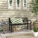 Panchina da Giardino  2 Posti  con Schienale Decorato e Braccioli 125x50x75 cm in Acciaio Nero