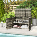 Baule da Giardino 118x57x69 cm Capacità 350L Apertura Frontale e Superiore in Rattan PE Grigio 