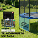Trampolino Ø244 x 240A cm Rete di Protezione e Scala per Accesso in Acciaio e PP Blu      