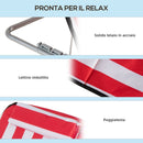 Set 2 Lettini Spiaggia Pieghevoli con Schienale Regolabile a 5 Livelli Rosso    