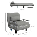 Poltrona Letto Singolo Chaise Longue 78x72x83 cm in Tessuto Grigio