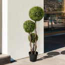 Pianta di Bosso Artificiale 115A cm a 3 Sfere con Vaso Incluso Verde   