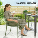 Set 4 Sedie da Esterno Impilabili 55x58,5x81,5 cm Sedie da Pranzo con Schienale Curvo Seduta a Doghe e Braccioli in PP Verde      