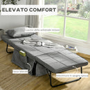 Pouf Letto Pieghevole Multiuso 4 in 1 con Schienale Reclinabile a 5 Livelli Grigio