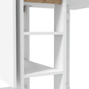 Tavolo Pieghevole da Pranzo 120x60x75 cm con 2 Ribalte e Ripiani in Truciolato Bianco  