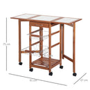 Carrello da Cucina Servizio Ausiliare in Legno e Metallo Cromato con 6 Ruote e Cassetto