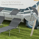 Set 2 Sdraio da Giardino 187x58x36 cm Pieghevoli con Tettuccio Regolabile in Tessuto Oxford e Metallo Grigio      