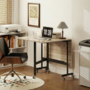 Tavolo Pieghevole per 4-6 Persone 120x80x73 cm con 2 Ribalte e Ruote con Freno Struttura in Acciaio Rovere      