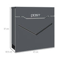 Cassetta Postale con Fessura a V 37x10,5x37 cm in Acciaio Grigia