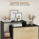 Mobile Portascarpe 80x26x 90 cm con 2 Cassetti a Ribalta e ripiani Nero e Legno Naturale      