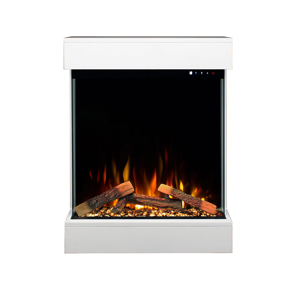 prezzo Caminetto Elettrico da Pavimento Autoportante Calliope Effetto Fuoco e Telecomando con Cornice in Legno MDF Bianco