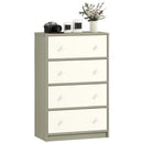 Cassettiera con 4 Cassetti in Tessuto 58x30x91 cm con Maniglie Doppie Struttura in MDF Bianco e Grigio  