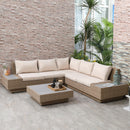 Set da Giardino Divano Angolare e Tavolino in Rattan Marrone chiaro